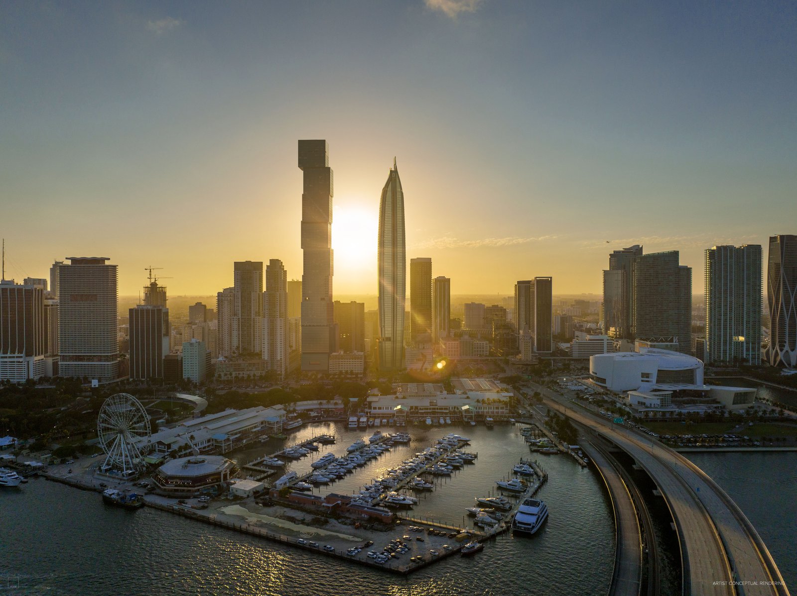 Delano Residences — the 90-story sculptural tower rising above downtown Miami and Biscayne Bay