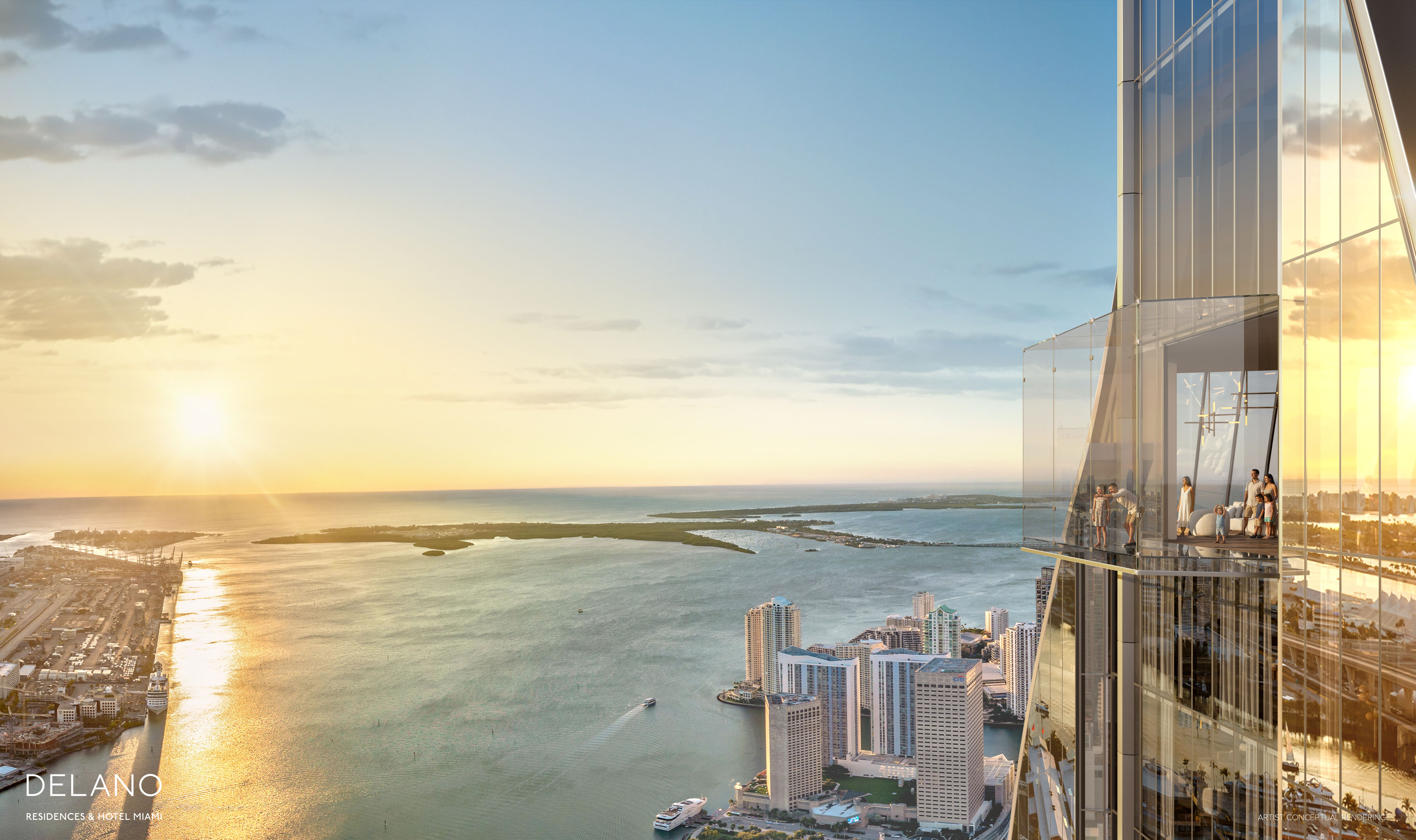 Delano Miami observation deck over 850 feet above city with views of Biscayne Bay and Miami Beach