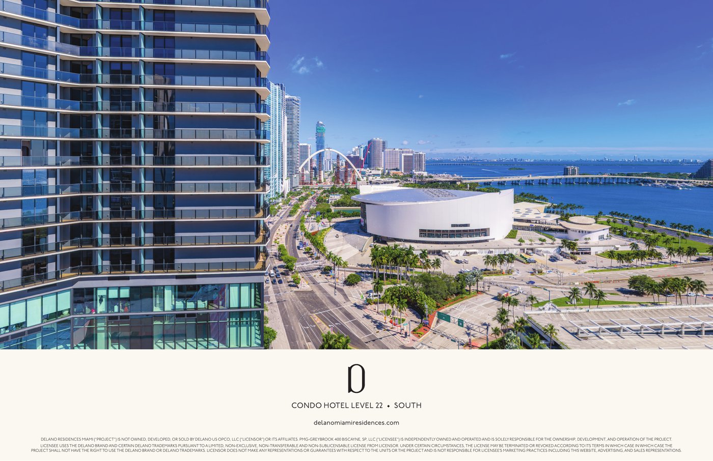 Simulated view from Delano Residences level 22 looking north along Biscayne Bay toward Edgewater