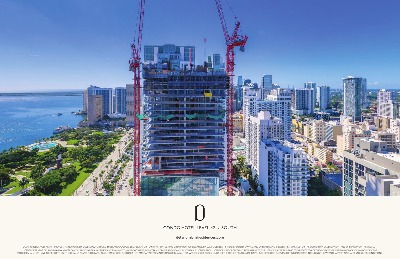 Simulated view from Delano Residences level 42 looking south toward Key Biscayne
