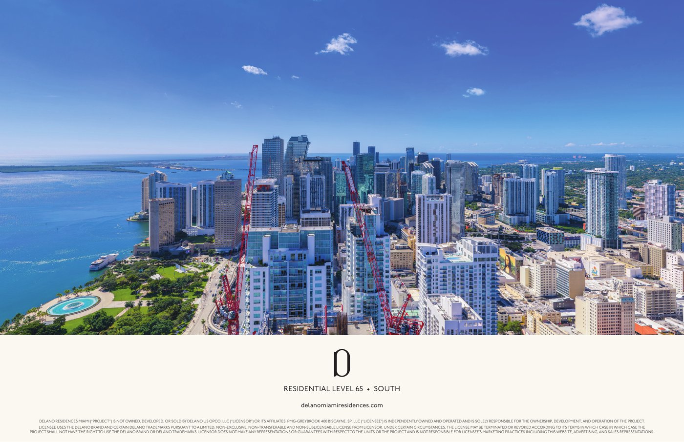 Simulated view from Delano Residences level 65 looking south toward Key Biscayne and the Florida Keys