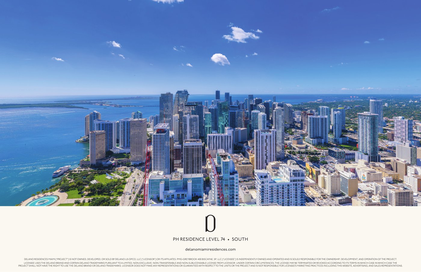 Simulated view from Delano Residences level 74 looking south — Key Biscayne and the upper Florida Keys